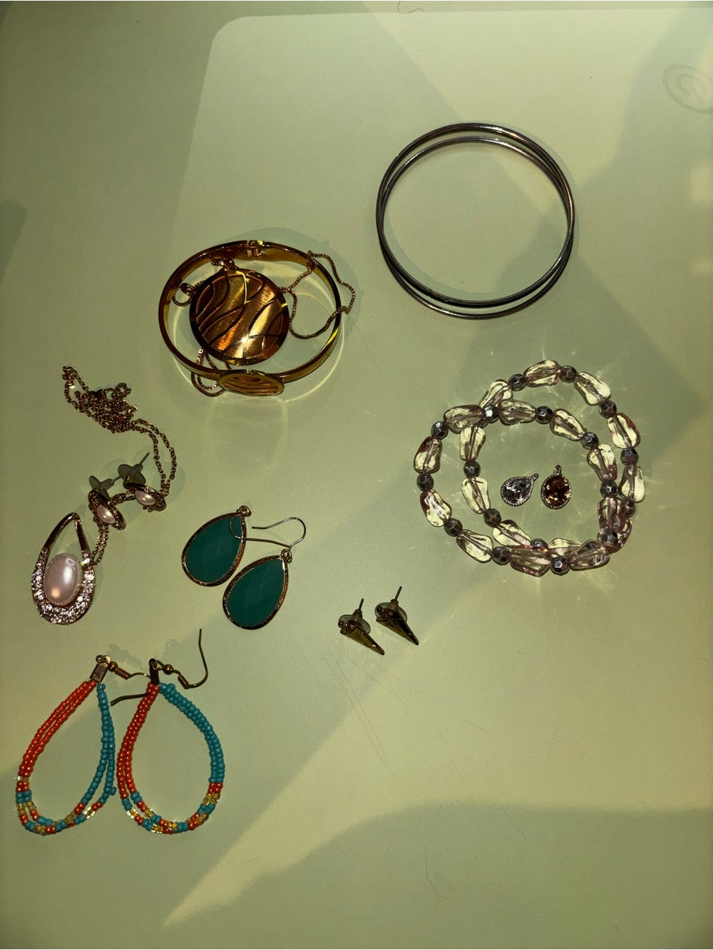 Mixed Women’s Jewelry Set - Gold, Silver, Teal, Coral Beaded Pieces